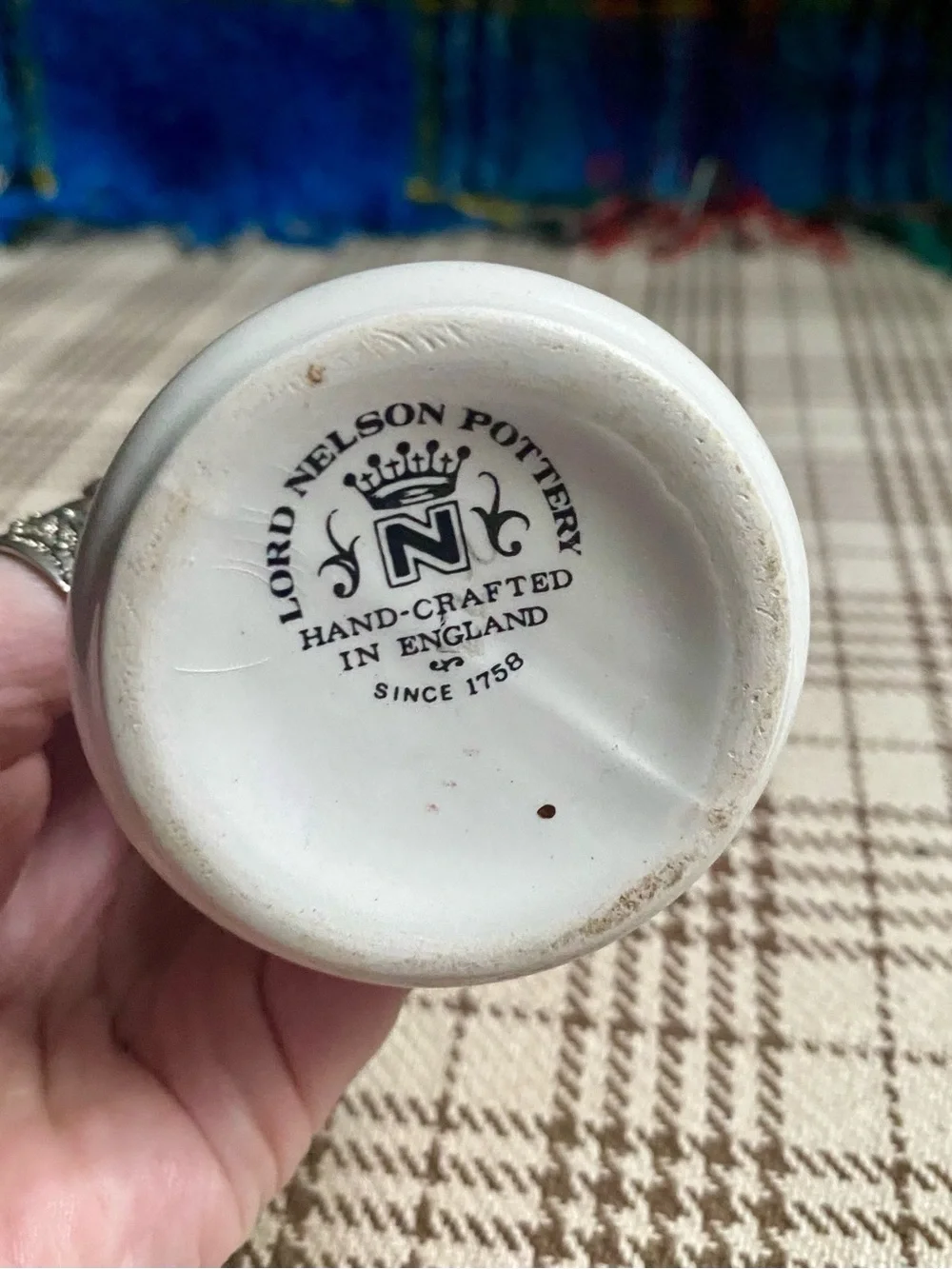 Porcelain Bud Vase with Blue Floral Motif and Gold Trim